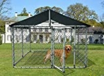 AKANORS Outdoor Chain Link Dog Kennel with Weatherproof Cover – Large Heavy Duty Pet House Run Exercise Playpen for Training – Chicken Coop Hen Cage Durable Galvanized Steel Frame