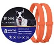 2 Pack Natural Flea Collar for Dogs with 8-Month Prevention, Waterproof Dog Flea and Tick Collar, Adjustable Flea and Tick Collar for Dogs One Size Fits All, 25 Inch