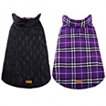 Kuoser Cozy Waterproof Windproof Reversible British Style Plaid Dog Vest Winter Coat Warm Dog Apparel for Cold Weather Dog Jacket for Small Medium Large Dogs with Furry Collar (XXS – 4XL) Purple S