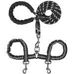 MingXpets Double Dog Leash, Dual Dog Leash, 360 Swivel Tangle Free Bungee Walking Training Leash for Large Medium Dogs, Shock Absorbing Bungee Reflective Leash for Two Dogs, 18~120 lbs, Black