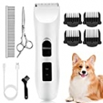 Nicewell Dog Clippers Cat Shaver, Low Noise Pet Grooming and Trimming Clippers Kit, USB Rechargeable Cordless Dog and Cat Grooming Set, Detachable Blade (Concise White)
