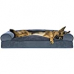 Furhaven Pillow Pet Bed for Dogs and Cats – Sofa-Style Sherpa and Chenille Couch Dog Bed with Removable Washable Cover, Orion Blue, Jumbo (X-Large)