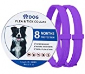 2 Pack Dog Flea Collar with 8-Month Prevention, Natural Waterproof Flea Collar for Dogs, Adjustable Flea and Tick Collar for Dogs Small Large Size Fits All