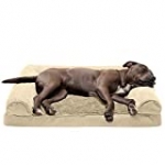 Furhaven Pet Dog Bed – Orthopedic Ultra Plush Faux Fur and Suede Traditional Sofa-Style Living Room Couch Pet Bed with Removable Cover for Dogs and Cats, Clay, Large