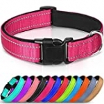 Joytale Reflective Dog Collar,Soft Neoprene Padded Breathable Nylon Pet Collar Adjustable for Medium Dogs,Hotpink,M