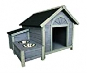 Seny Outdoor Wooden Dog House Dog Kennel with Dog Bowls W42xD39xH30 inch