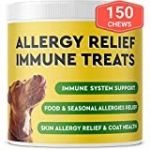 Pawfectchow Allergy Relief for Dogs – Immunity Supplement with Omega 3 Salmon Fish Oil, Colostrum, Digestive Prebiotics & Probiotics – Anti Itch & Skin Hot Spots – Made in USA – 150 Chews
