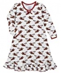 Sara’s Prints Girls’ Little Whirl and Twirl Long Sleeve Nightgown, hot Dog Holiday, 3