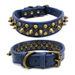 Kawagogo Spiked Studded Dog Collar Anti-bite Collar PU Leather for Small Medium Large Dogs Pitbull Mastiff Bully Boxer Collar (Blue, XL)