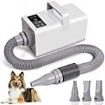 Clawsable LED Intelligent Touch Screen Dog Dryer Blower, 3.2HP High Velocity Professional Dog Hair Dryer with Precise Temperature Control System, Dog Blow Dryer with 3 Nozzles and Shower Massage Glove