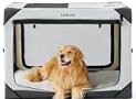 Lesure Collapsible Dog Crate – Portable Dog Travel Crate Kennel for Extra Large Dog, 4-Door Pet Crate with Durable Mesh Windows, Indoor & Outdoor (Light Gray)