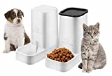 Dog or Cat Automatic Feeder Water Dispenser Set, Food Bowl Cat Food Container for Small, Medium and Large Cats and Dogs Food and Water Distribution(2 PCS)