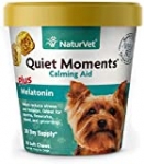 NaturVet Quiet Moments Calming Aid Dog Supplement – Helps Promote Relaxation, Reduce Stress, Storm Anxiety, Motion Sickness for Dogs – Tasty Pet Soft Chews with Melatonin – 70 Ct.