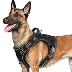 rabbitgoo Dog Harness for Small Medium Large Sized Dogs, No Pull Military Tactical Service Vest with Reflective Strips and Control Handle, Adjustable and Comfortable for Easy Walking, Black L