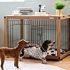 BIRDROCK HOME Decorative Dog Kennel with Pet Bed for Small Dogs – Espresso – Double Door – Wooden Wire Dog House – Indoor Pet Dog Crate Side Table – Bed Nightstand