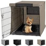 Gorilla Grip Heavy Duty Light Reducing Dog Crate Covers, All Sides Open, Cover Fits 24″ Kennel, Breathable Mesh Windows, Washable Durable Puppy Training Topper Pet Supplies Accessories, Light Taupe