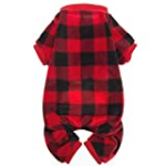 Pet Pajamas for Dogs Red Plaid Sweaters Soft Clothes