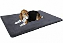 Dogbed4less Gel-Infused Large Memory Foam Fleece Pet Dog Bed Mat Pillow Topper with Waterproof Anti Slip Rubber Bottom – Fit 42″X28″ Crate, Grey