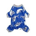 Fitwarm Shark Dog Pajamas, Dog Clothes for Small Dogs Girl Boy, Pet Onesie with Feet, Doggy Outfit, Lightweight Velvet, Royal Blue, Large