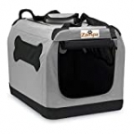 Zampa Pet Portable Crate – Great for Travel, Home and Outdoor – for Dog’s, Cat’s and Puppies – Comes with A Carrying Case ((40” x 27” x 27”), Grey/Black)