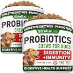 Dog Probiotics Treats for Picky Eaters – Digestive Enzymes + Prebiotics – Chewable Fiber Supplement – Allergy, Diarrhea, Gas, Constipation, Upset Stomach Relief – Improve Digestion, Immunity