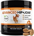 Glucosamine for Dogs – Dog Joint Supplement Support for Dogs with Glucosamine Chondroitin, MSM, Turmeric – Advanced Hip and Joint Support for Dogs Chews and Pet Joint Pain Relief – 90 ct