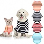 4 Pieces Dog Shirts Striped Dog T-Shirts Pet Stretchy Clothes Puppy Short Sleeves Shirts Cat Tank for Small Medium Dogs, 4 Colors (Small)
