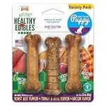 Nylabone Healthy Edibles Natural Puppy Chews Long Lasting Roast Beef, Apple & Bacon Treats for Puppies, X-Small/Petite (3 Count)