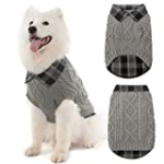 Warm Dog Sweater Winter Clothes – Plaid Patchwork Pet Doggy Knitted Sweaters Comfortable Coats for Cold Weather, Fit for Small Medium Large Dogs