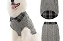 Warm Dog Sweater Winter Clothes – Plaid Patchwork Pet Doggy Knitted Sweaters Comfortable Coats for Cold Weather, Fit for Small Medium Large Dogs