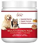 WetNozeHealth Vitamins for Dogs – Canine Multivitamin Supplement with Organic Turmeric and Probiotics for Large and Small Dogs, Chicken Flavor – 60 Soft Chews