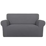 PureFit Super Stretch Sofa Slipcover – Spandex Non Slip Soft Couch Sofa Cover, Washable Furniture Protector with Non Skid Foam and Elastic Bottom for Kids, Pets （Loveseat, Gray ）