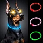 LED Dog Collar, Eitou USB Rechargeable Safety Necklace, Cuttable Glowing Pet Collar, Suitable for Small, Medium and Large Dogs Running and Walking at Night