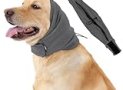 HEYWEAN Quiet Ears for Dogs Calming Headband with Ear Wraps for Anxiety Relief & Noise Protection Dog Ear Muffs for Grooming Bathing Grey Large