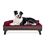 Furhaven Pet Furniture for Dogs and Cats – Mid-Century Modern Style Dog Bed Frame, Compatible Beds, Gray Wash, Large