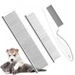 TanDraji Pet Dog Grooming Combs, Metal Cat Combs and Tear Stain Remover Comb with Rounded Teeth for Removing Tangles and Knots for Long and Short Haired Dogs and Cats(3 Pack)