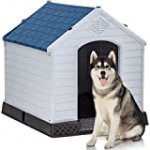 28 Inch Dog House Indoor Outdoor Pet Kennel with Air Vents and Elevated Floor Ventilate Waterproof Plastic Dog House,Easy to Assemble