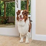 PetSafe Freedom Aluminum Patio Panel Sliding Glass Dog and Cat Door, Adjustable 76 13/16 in to 80 11/16 in – Large White Pet Door