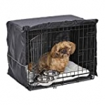 iCrate Dog Crate Starter Kit | 24-Inch Dog Crate Kit Ideal for Small Dog Breeds (weighing 13 – 25 Pounds) || Includes Dog Crate, Pet Bed, 2 Dog Bowls & Dog Crate Cover (Black)