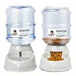 FAYDUDU Automatic Dog Feeder Pet Water and Food Dispenser for Small Medium Dog Pets Puppy Kitten Big Capacity 1 Gallon Pet Feeder Cat Feeder (Waterer+Feeder, Stay-A-Gray)