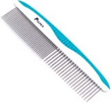 Piepea Pet Comb, Stainless Steel Teeth Comb for Dogs & Cats, Pet Hair Comb for Home Grooming Kit, Removes Knots, Mats and Tangles, 7 1/4″