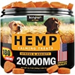 Hemp Dog Chews and Calming Treats for Dogs with Anxiety and Stress – Natural Calming Aid – Separation – Fireworks – Storms – Aggressive Behavior – 180 Calming Chews for Dods for Hip and Joint Health