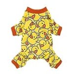 Fitwarm Funny Duck Dog Pajamas, Dog Winter Clothes for Small Dogs Girl, Lightweight Velvet Pet Jumpsuit, Cat Onesie, Yellow, Medium