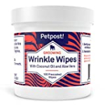 Petpost | Bulldog Wrinkle Wipes for Dogs – Cleans and Soothes Pug Wrinkles and Folds – 100 Ultra Soft Cotton Pads in Coconut Oil Solution