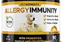 PetHonesty Allergy Relief Immunity Supplement for Dogs – Omega 3 Salmon Fish Oil, Colostrum, Digestive Prebiotics & Probiotics – for Seasonal Allergies + Anti Itch, Skin Hot Spots Soft Chews