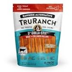 TRURANCH All-Natural Rawhide Alternative Dog Treats, 5″ Sticks (Beef), with Hydrolyzed Collagen 50% Protein, Healthy Treats, Limited Ingredients Dog Chew, for Small, Medium, and Large Dogs