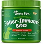 Zesty Paws Allergy Immune Soft Chews + Hemp Seed for Dogs – with Curcumin, Cod Liver Fish Oil, Beta Glucan, Vitamin C & Quercetin – Supports Dog Immune System Function + Seasonal Allergies – 90 Chews