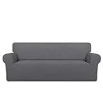 PureFit Super Stretch Chair Sofa Slipcover – Spandex Non Slip Soft Couch Sofa Cover, Washable Furniture Protector with Non Skid Foam and Elastic Bottom for Kids, Pets （Sofa, Gray ）