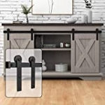 WINSOON 7FT Super Mini Barn Door Hardware Kit for Sliding Double Doors Small TV Stands Wardrobe Cabinets, I Shape Hanger (7FT Double Doors Kit)