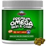 Pure Omega Fish Oil for Dogs, All Natural Omega 3 for Dogs Skin and Coat Supplement, Helps with Dog Dry Skin, Immune Support and Heart Health with EPA and DHA, 120 Fish Oil Soft Chews